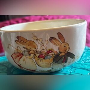 Whimsical World Market "Dancing Rabbits" Ceramic Easter Bowls – Set of 2